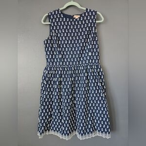 Brooks Brothers 2017 Red Fleece 12 Navy White Embroidered Knee Length Dress